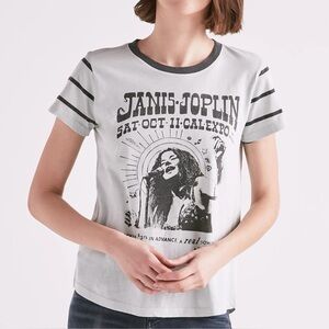 Lucky Brand Light Blue and Black Graphic Tee